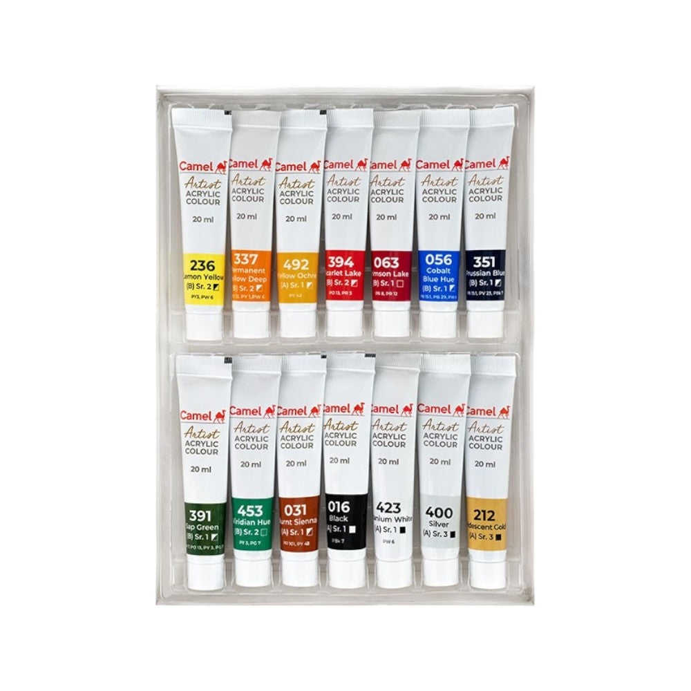Camel Artist Acrylic Colours Assorted Sets - Multiple Sizes